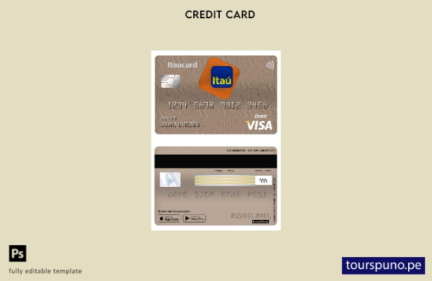 lista para imprimir plantilla de débito de tarjeta visa del banco Brasil Itaú